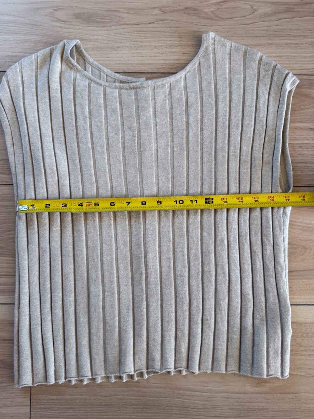 Sadie & Sage Ribbed Sleeveless Knit Top in Beige - Picture 5 of 6